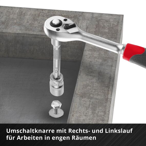 Original Einhell E-CASE 80-tlg. Werkzeugkoffer (Werkzeug-Set im robusten, stapelbaren Kunststoffkoffer als ideale Grundausstattung für den Haushalt, die Werkstatt oder unterwegs)
