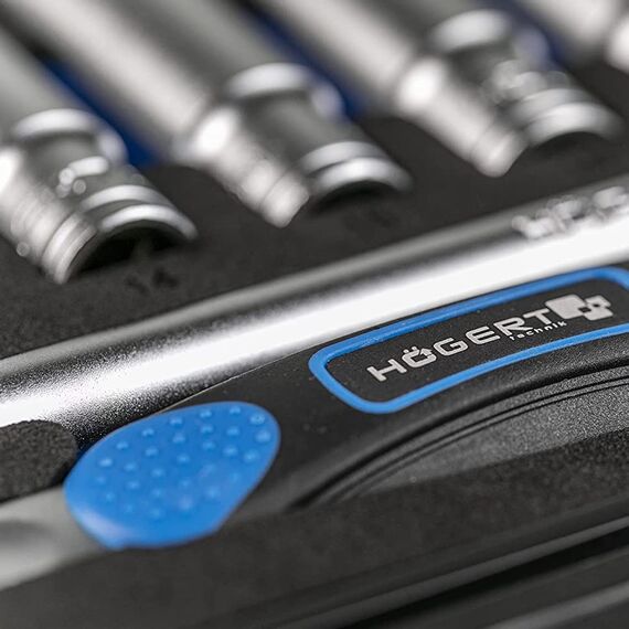 Högert Technik - Werkzeugset 36-tlg Werkzeugkoffer Steckschlüssel, Bits und Zubehör 3/8“ Cr-V, Verformungsfest I Ratschenmechanik mit 72 Sperrklinken Set für Heimwerker Garage, Haushalt