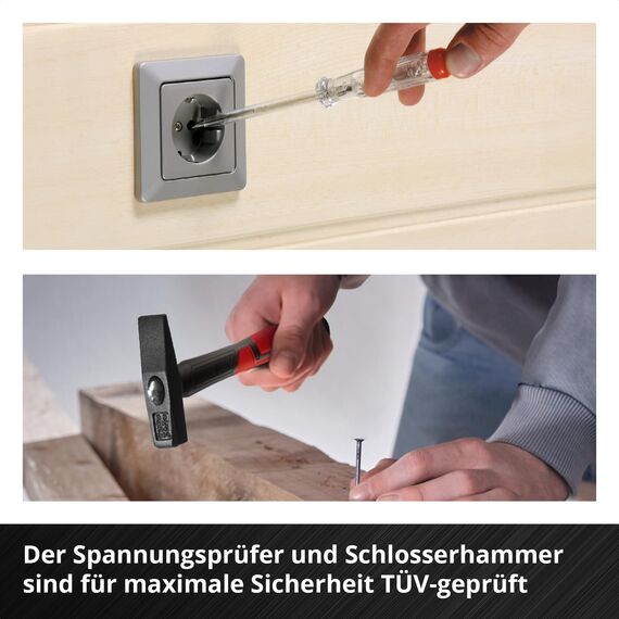 Original Einhell E-CASE 80-tlg. Werkzeugkoffer (Werkzeug-Set im robusten, stapelbaren Kunststoffkoffer als ideale Grundausstattung für den Haushalt, die Werkstatt oder unterwegs)