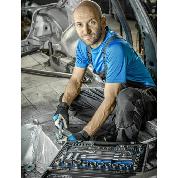 Högert Technik - Werkzeugset 36-tlg Werkzeugkoffer Steckschlüssel, Bits und Zubehör 3/8“ Cr-V, Verformungsfest I Ratschenmechanik mit 72 Sperrklinken Set für Heimwerker Garage, Haushalt