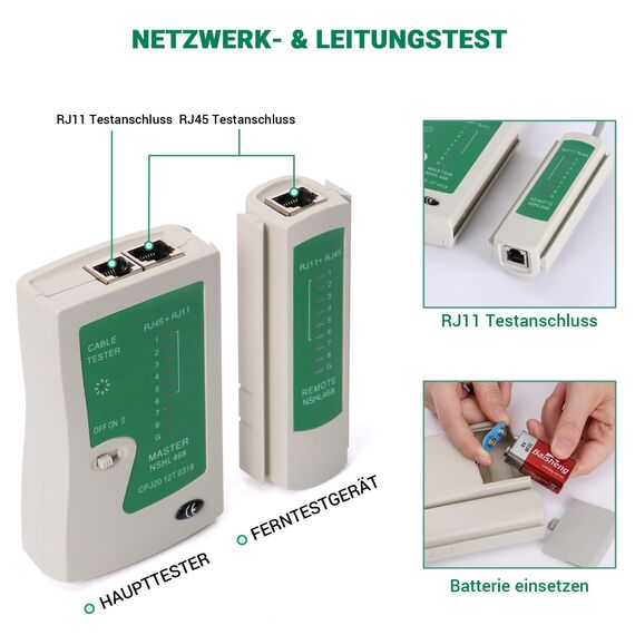 SGILE 9 in 1 Netzwerk Werkzeug Set für RJ45, RJ11, RJ12 – Crimpzange RJ 45, Netzwerk & LAN Kabel Tester, Kabeltester Kit für DIY Haushalt & Computer Wartung, Kompatibel mit CAT5 und CAT6