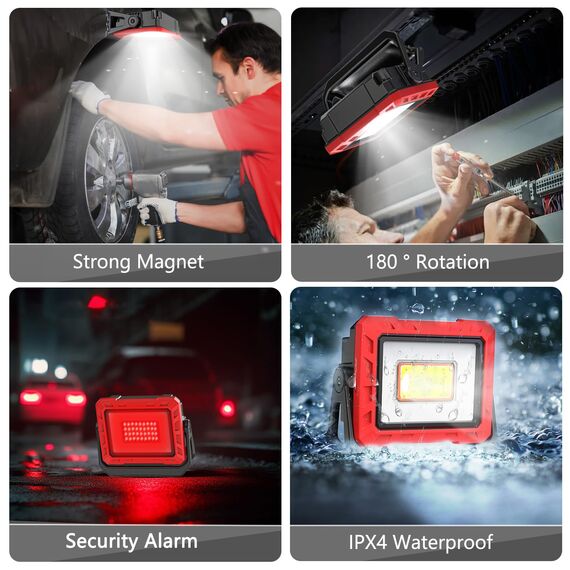 AuRiver LED Arbeitsleuchte, 2000 Lumen Super Helle Werkstattlampe, Akku Lampe Inspektionslampe und Powerbank mit Magnetfuß und 180° Drehbar, für Garage Werkstatt Camping Grill Wandern