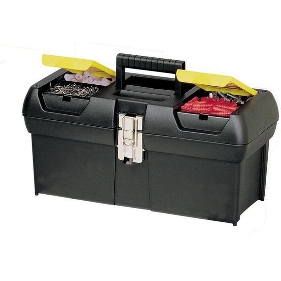 Stanley Werkzeugbox/Werkzeugkoffer Millenium & Werkzeugbox Millenium (16 Zoll, mit herausnehmbarer Ablage, zwei Organizern, Metallschließen, Kunststffgroff) 1-92-065