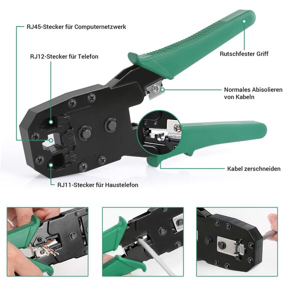 SGILE 9 in 1 Netzwerk Werkzeug Set für RJ45, RJ11, RJ12 – Crimpzange RJ 45, Netzwerk & LAN Kabel Tester, Kabeltester Kit für DIY Haushalt & Computer Wartung, Kompatibel mit CAT5 und CAT6
