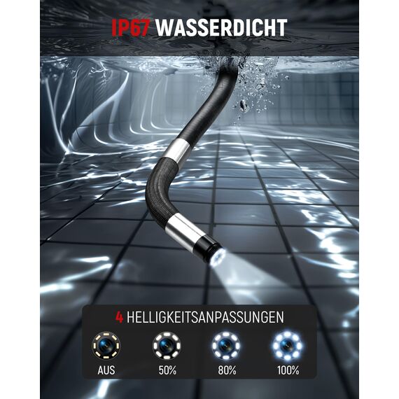 KAIWEETS Inspektionskameras Endoskopkamera mit Licht, 4,3''IPS 1080P Endoskop mit Scrollradsteuerung Zwei-Wege 210° Drehung, Flexible Rohrkamera IP67 wasserdichte für Kfz und Rohrinspektion
