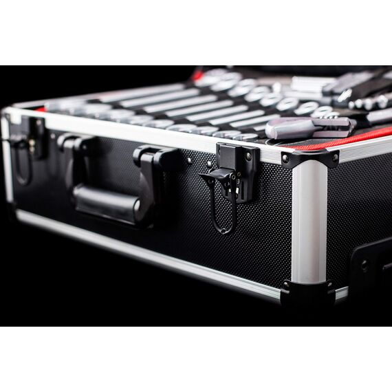 Meister Werkzeugtrolley 238-teilig - Werkzeug-Set - Teleskophandgriff / Profi Werkzeugkoffer befüllt / Werkzeugkiste fahrbar auf Rollen / Werkzeugbox komplett, Schwarz/Silber, 8971480