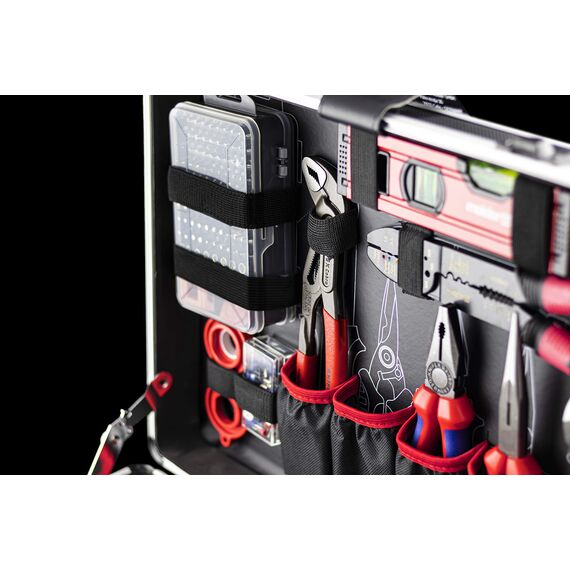 Meister Werkzeugtrolley 238-teilig - Mit Qualitätswerkzeug von Knipex & Wera - Teleskophandgriff / Profi Werkzeugkoffer befüllt / Werkzeugkiste fahrbar auf Rollen / Werkzeugbox / 8973770