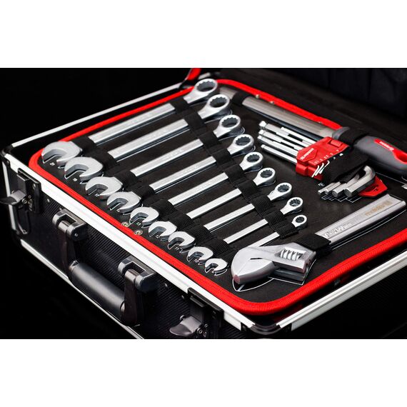 Meister Werkzeugtrolley 238-teilig - Werkzeug-Set - Teleskophandgriff / Profi Werkzeugkoffer befüllt / Werkzeugkiste fahrbar auf Rollen / Werkzeugbox komplett, Schwarz/Silber, 8971480