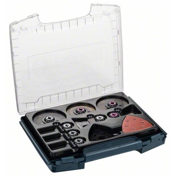 Bosch 34 tlg. Starlock Multitool i-BOXX Set für Innenausbau (für Holz, Holz mit Metall, Multimaterial, Sägen und Schleifen, Professional Zubehör Multifunktionswerkzeug)