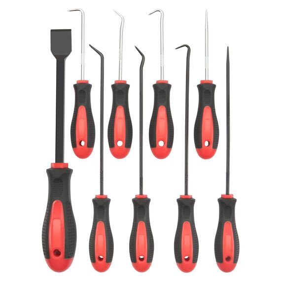 ROTATION Präzisions-Haken- und Pickel-Set mit Schaber, 9-teiliges Set, Schaft aus Chrom-Vanadium-Stahl, zum Entfernen von Schläuchen und Dichtungen, Auto- und Elektronik-Wartungswerkzeugen