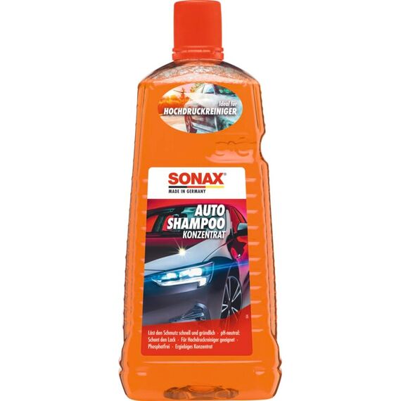 SONAX AutoShampoo Konzentrat (2 Liter) durchdringt und löst Schmutz gründlich, ohne Angreifen der Wachs-Schutzschicht | Art-Nr. 03145410