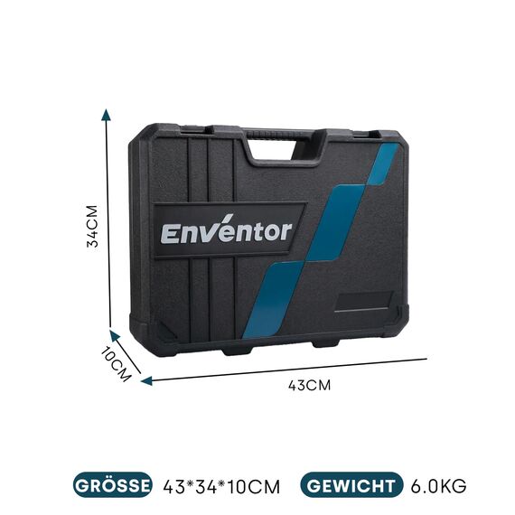 ENVENTOR Werkzeugkoffer Gefüllt 280 tlg - Haushalts Werkzeug-Set mit Schraubendreher Set, Hammer, Zange und Ratsche Steckschlüsselsatz, Werkzeugkiste für Haushalt DIY, Autos, Garage