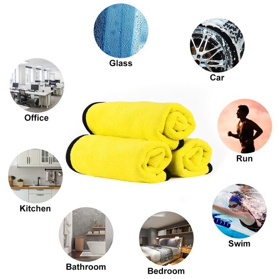 URAQT Mikrofasertücher Auto,6 PCS 500GSM Mikrofasertücher Multifunktionales Motorrad Fusselfreie Handtuch,Reinigungstuch Microfasertuch für Auto Haushalt Küche Fenster Gelb Grau-30x40CM