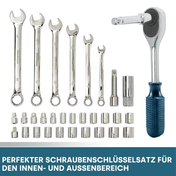 ENVENTOR Werkzeugkoffer Gefüllt 280 tlg - Haushalts Werkzeug-Set mit Schraubendreher Set, Hammer, Zange und Ratsche Steckschlüsselsatz, Werkzeugkiste für Haushalt DIY, Autos, Garage