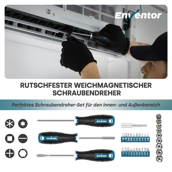 ENVENTOR Kleiner Werkzeugkoffer für Frauen, Haushalts Werkzeug-Set, Werkzeugkasten Rosa, Universal Komplett mit Werkzeuge Handwerkzeug, Werkzeugkiste Bestückt 158-tlg, für Haushalt DIY