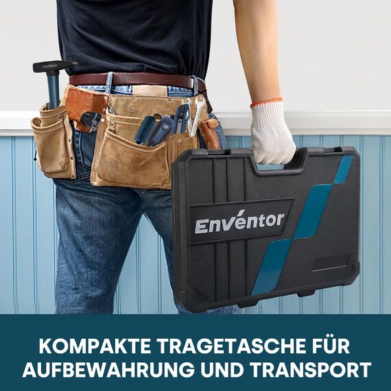 ENVENTOR Werkzeugkoffer Gefüllt 280 tlg - Haushalts Werkzeug-Set mit Schraubendreher Set, Hammer, Zange und Ratsche Steckschlüsselsatz, Werkzeugkiste für Haushalt DIY, Autos, Garage