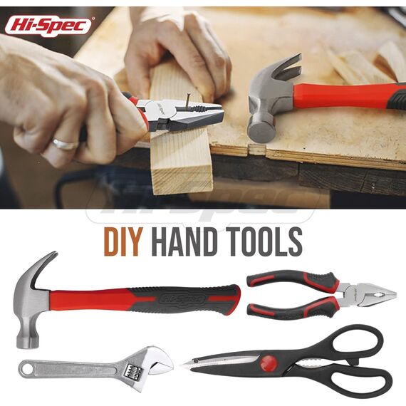 Hi-Spec 54-tlg. Werkzeugkoffer gefüllt mit Klauenhammer, Bit set, Präzisionschraubenzieherset, Nüssen und weiteren Handwerkzeugen in einem perfekten Werkzeugset für den Haushalt
