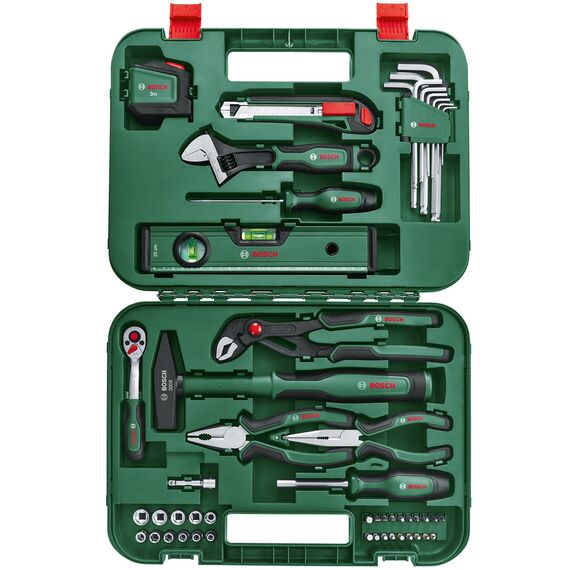 Bosch Handwerkzeug-Set Advanced, 52-teilig (Set mit hochwertigen Werkzeugen für erfahrene Heimwerker; lange Lebensdauer; hochwertige Materialien; ergonomisches Design)