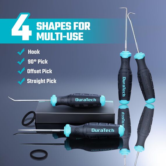 DURATECH 4-teilig Pick- und Dietrich-Set, Mini Präzisionshaken, Professioneller Nadel- und Demontage-Satz für Ölringe, Dichtungen und Auto, inkl. Ablagefach