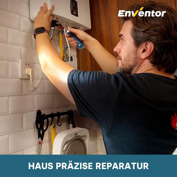 ENVENTOR Werkzeugkoffer Gefüllt 280 tlg - Haushalts Werkzeug-Set mit Schraubendreher Set, Hammer, Zange und Ratsche Steckschlüsselsatz, Werkzeugkiste für Haushalt DIY, Autos, Garage