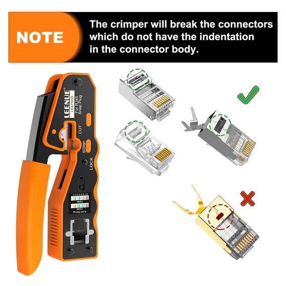 LEENUE RJ45 Crimpzange Set, Netzwerk Werkzeug Set mit 10 x Cat 7 Cat6A Lan Stecker Pass Through