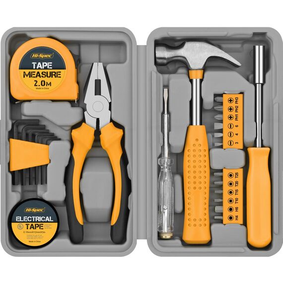 Hi-Spec 24-tlg. Haushaltswerkzeug-Set für Frauen – Kompakter Kleiner Werkzeugkoffer gefüllt mit Hammer – Ideal Kleines Werkzeugset für WG-Zimmer und Unterwegs