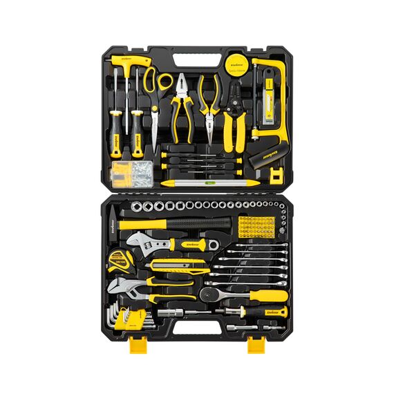 ENVENTOR Werkzeugkoffer Gefüllt 280 tlg - Haushalts Werkzeug-Set, Werkzeugkasten mit Schraubendreher Set, Hammer, Zange und Ratsche Steckschlüsselsatz, Werkzeugkiste für Haushalt DIY, Autos, Garage