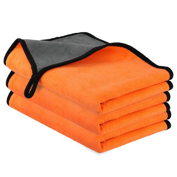 URAQT Mikrofasertücher Auto,3 PCS 400GSM Mikrofasertücher Multifunktionales Motorrad Fusselfreie Handtuch,Reinigungstuch Microfasertuch für Auto Haushalt Küche Fenster Orange Grau- 60x40CM