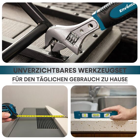 ENVENTOR Kleiner Werkzeugkoffer für Frauen, Haushalts Werkzeug-Set, Werkzeugkasten Rosa, Universal Komplett mit Werkzeuge Handwerkzeug, Werkzeugkiste Bestückt 158-tlg, für Haushalt DIY