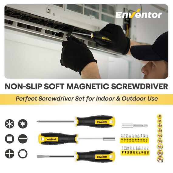 ENVENTOR Werkzeugkoffer, 158-tlg Haushalts Werkzeug-Set, Gefüllt, Werkzeugkasten mit Schraubendreher Set, Hammer, Zange und Ratsche Steckschlüsselsatz, Werkzeugkiste für Haushalt DIY, Garage, Auto