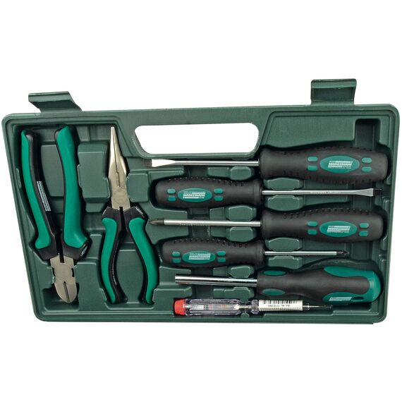 Brüder Mannesmann Werkzeuge M29032 Werkzeugkoffer, 47-teilig, Grün (Matt), (L x B x H) 335 x 335 x 195 mm & M19652 Gabelringschl DIN 3113 Satz, 12-tlg