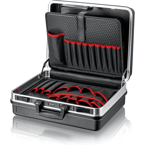 KNIPEX Werkzeugkoffer "Basic", leer, 41 Steckmöglichkeiten, 27 l Volumen, 465 x 200 x 410 mm, Werkzeugkoffer leer, Werkzeugkasten, 00 21 05 LE