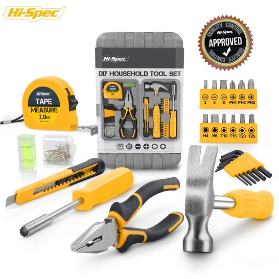 Hi-Spec kleiner Werkzeugkoffer. Mini Werkzeugkoffer. Werkzeugset mit Mini Hammer, Bit Set, Nagelset, Massband und mehr. Ideal für Haushalt und Geschenk
