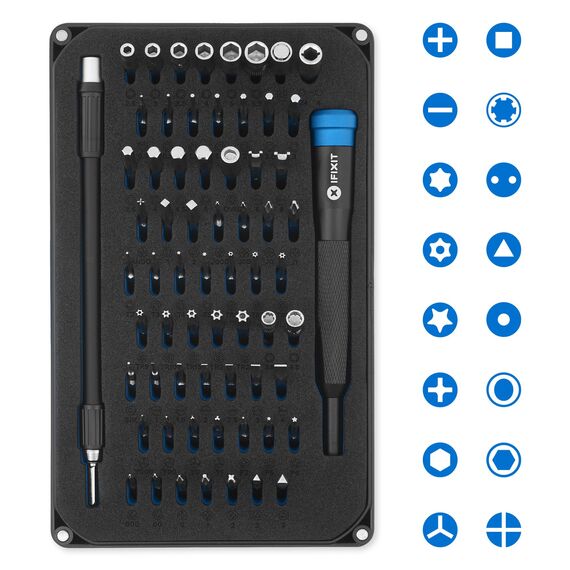 iFixit Pro Tech Werkzeugsatz (Schwarze Ausgabe) – Elektronik-Bit-Set und Öffnungswerkzeuge für Handy, Laptops, PC, Spielekonsolen, Reparaturen im Haushalt