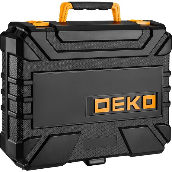 Werkzeugkoffer gefüllt DEKO 126-teilig mit 8V Akku-Schrauber/Bohrschrauber, professionelles Werkzeug-Set für Heimwerker & Handwerker, kompakter Koffer mit Zubehör, Grau