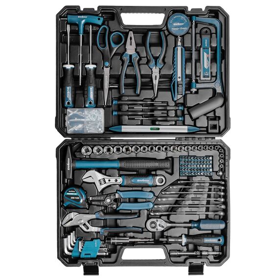 ENVENTOR Werkzeugkoffer Gefüllt 280 tlg - Haushalts Werkzeug-Set mit Schraubendreher Set, Hammer, Zange und Ratsche Steckschlüsselsatz, Werkzeugkiste für Haushalt DIY, Autos, Garage