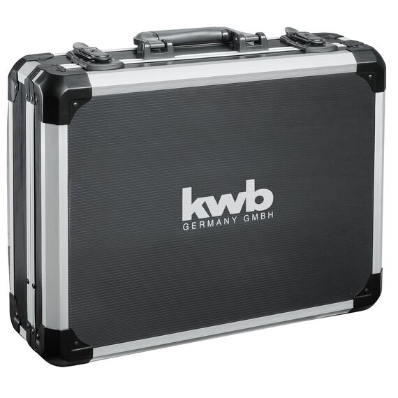 kwb Werkzeugkoffer, 80-teilige Werkzeug-Set, aus robustem Aluminium, abschließbar, gepolstert mit Werkzeugeinlagen aus Schaumstoff, hochwertiger Werkzeugsatz, ideal für Werkstatt und unterwegs
