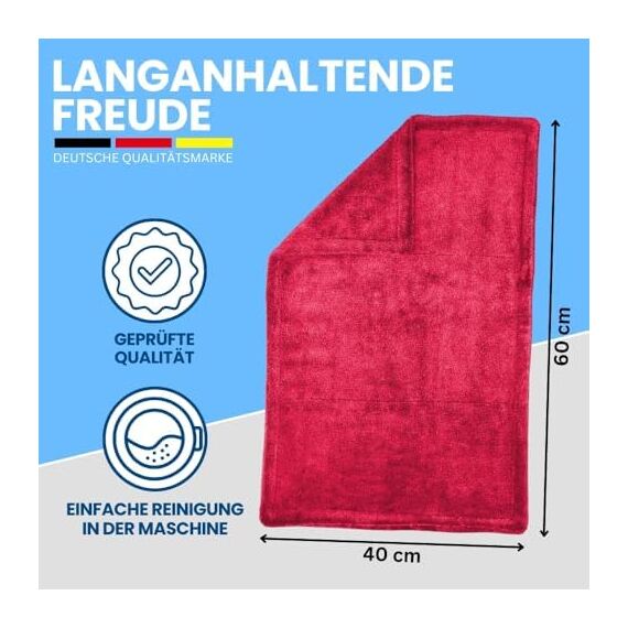 Ivality® Auto Trockentuch Groß 40x60 cm – 1800 GSM Ultra Saugstarke Mikrofasertücher für Autopflege und Motorrad, Fusselfreies, Lack-schonendes Twisted Towel Microfasertücher - Rot