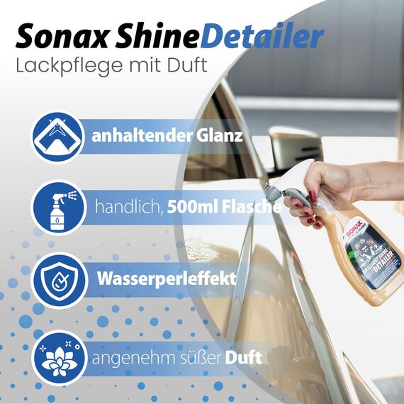 Autowäsche Set - SONAX: Autoshampoo Glanz Shampoo Konzentrat - Magic Bucket SONAX Felgenbeast Wascheimer mit Deckel & Schmutzfalle, Waschhandschuh mit Insekten Mesh - Autoreinigungsset Aussen