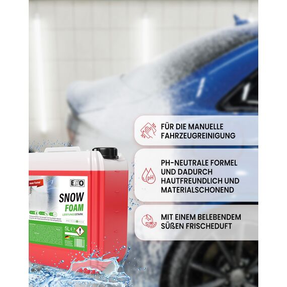 EXO SNOW FOAM | pH-neutral | Autoshampoo | Fahrzeugreiniger mit Duft NEU (5 Liter)