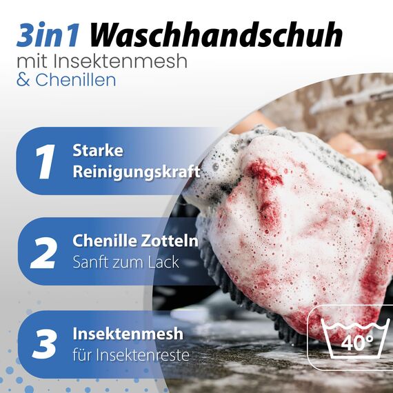Autowäsche Set - SONAX: Autoshampoo Glanz Shampoo Konzentrat - Magic Bucket SONAX Felgenbeast Wascheimer mit Deckel & Schmutzfalle, Waschhandschuh mit Insekten Mesh - Autoreinigungsset Aussen