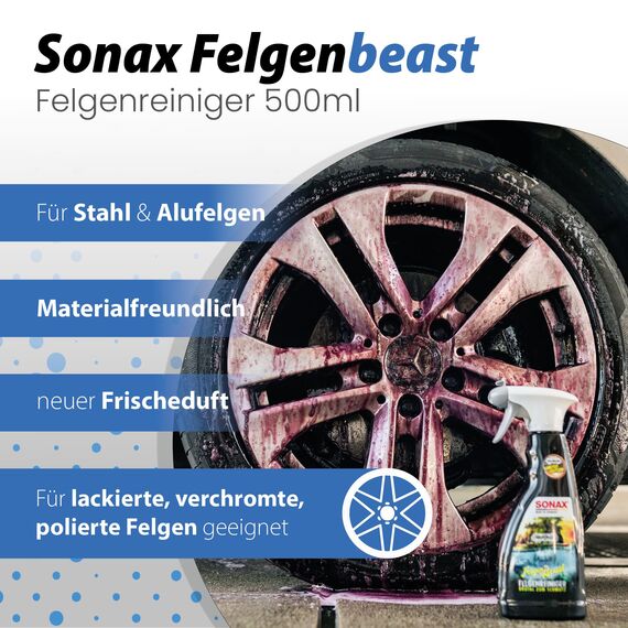 Autowäsche Set - SONAX: Autoshampoo Glanz Shampoo Konzentrat - Magic Bucket SONAX Felgenbeast Wascheimer mit Deckel & Schmutzfalle, Waschhandschuh mit Insekten Mesh - Autoreinigungsset Aussen