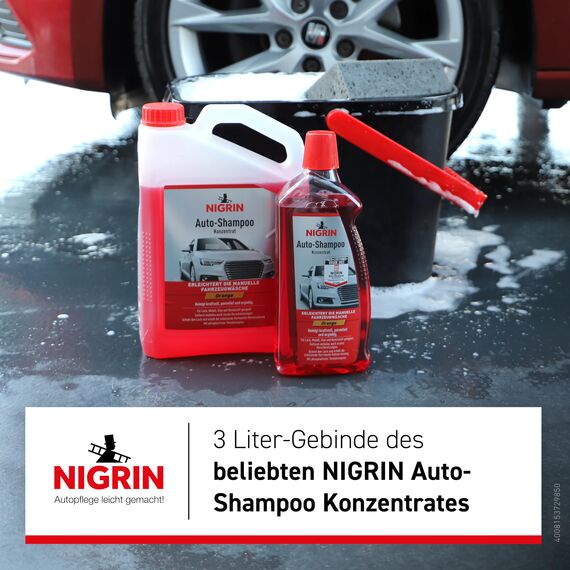 NIGRIN Auto-Shampoo Konzentrat, auch für hartnäckige Verschmutzungen, 3 Liter