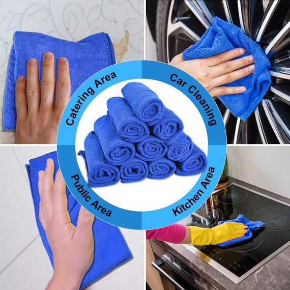 URAQT Mikrofasertücher Auto, 10 PCS Mikrofasertücher Multifunktionales Motorrad Fusselfreie Super Saugfähiges Handtuch Reinigungstuch Microfasertuch für Auto Haushalt Küche Fenster 30x30CM
