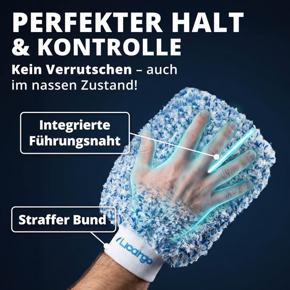 LICARGO Premium Mikrofaser Autowaschhandschuh - Ultra-Weich & Lackschonend - Extrem Saugstarker Waschhandschuh Auto für Kratzfreie Wäsche - Langlebig & Formstabil - Car Wash Mitt für Lack & Felgen
