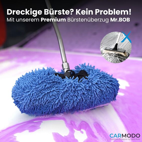 CARMODO® Mr.BOB Premium Waschbürstenüberzug für die Auto Waschbürste, Lackschonender Bürstenüberzug für SB Waschanlagen | Brush Cover | Mikrofaser Autoschwamm | Car Wash