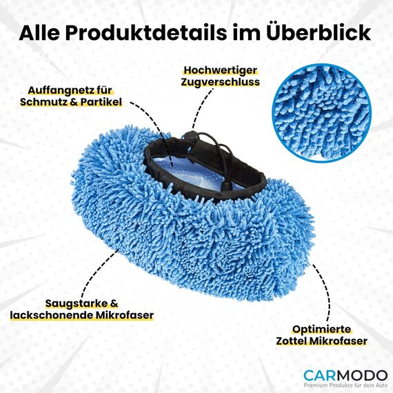 CARMODO® Mr.BOB Premium Waschbürstenüberzug für die Auto Waschbürste, Lackschonender Bürstenüberzug für SB Waschanlagen | Brush Cover | Mikrofaser Autoschwamm | Car Wash