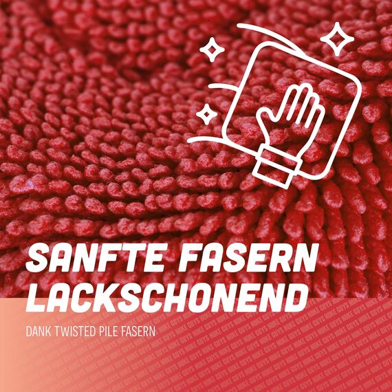 Nuke Guys Gamma Dryer S | Ultra saugstarkes handliches Trockentuch 1400 GSM rot 40x40cm | Fusselfrei, abgerundete sanfte Fasern, kratzerfrei | Premium Mikrofasertuch für Auto Motorrad Fahrrad