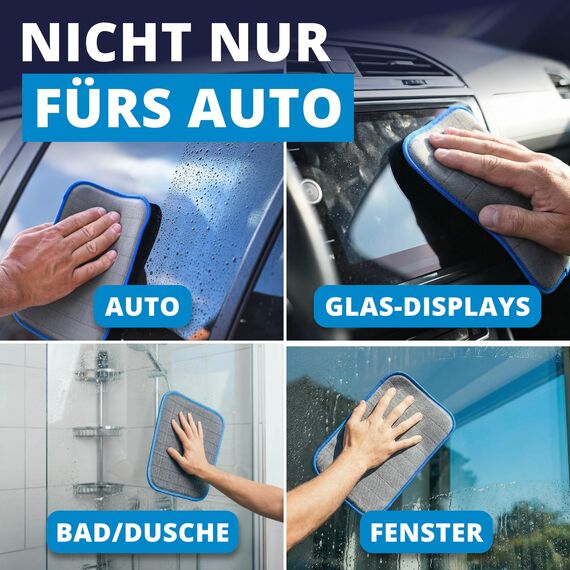 LICARGO 2X Glas & Scheiben Pads - Carbon Fenstertuch streifenfrei mit saugfähigem Kern - Mikrofaser Glastücher Auto für Autoscheiben & Spiegel - Glasreinigungstücher Fenstertücher Glastuch 16x22cm