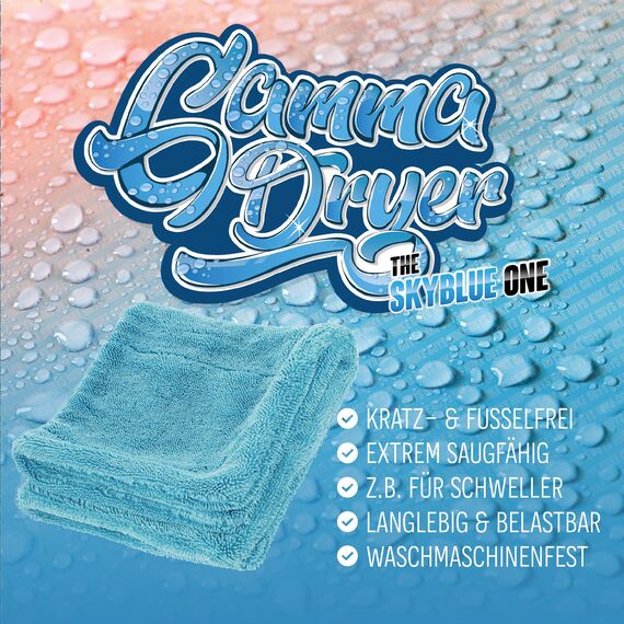 Nuke Guys Gamma Dryer L | Ultra saugstarkes Trockentuch 1400 GSM blau 40x60cm | Fusselfrei, abgerundete sanfte Fasern, kratzerfrei, groß | Premium Mikrofasertuch für Auto Motorrad Fahrrad
